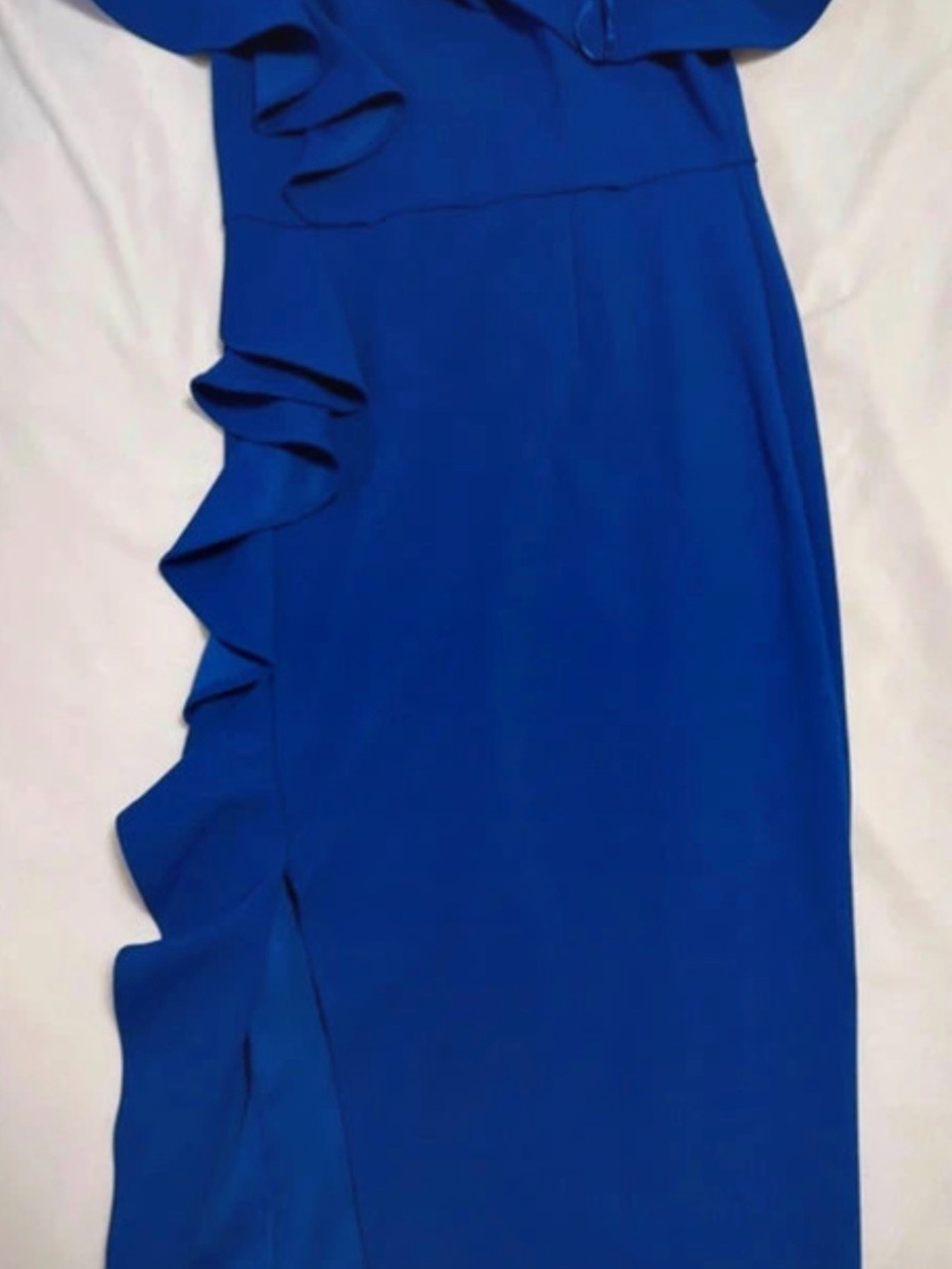 Ruffle-Trim Royal Blue Pencil Dress - Women